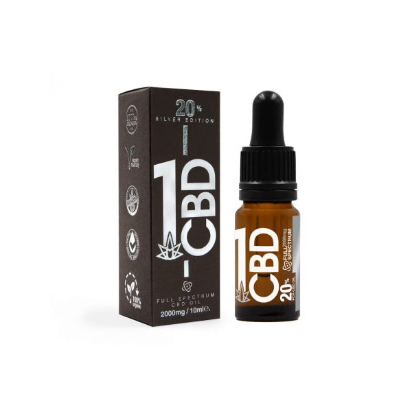 1CBD 20% Pure Hemp 2000mg CBD Oil Sliver Edition 10ml