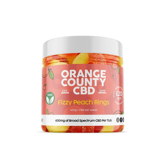 Orange County CBD 1200mg CBD Fizzy Peach Rings - Small Tub