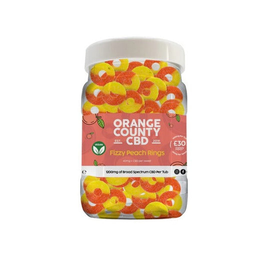 Orange County CBD 4800mg CBD Fizzy Peach Rings - Large Tub